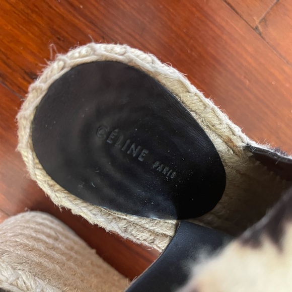 Céline Leather Leopard Print Pony Hair Peep Toe Espadrille Wedges - Picture 7 of 8